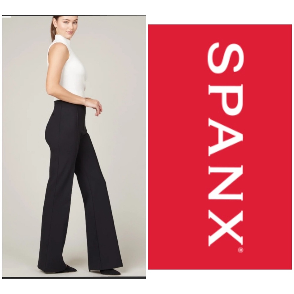 Spanx The Perfect Pant High Rise Flare Ponte Pant, black - size small petite